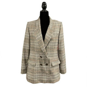 NAF NAF houndstooth double breasted blazer dark academia women EU 38